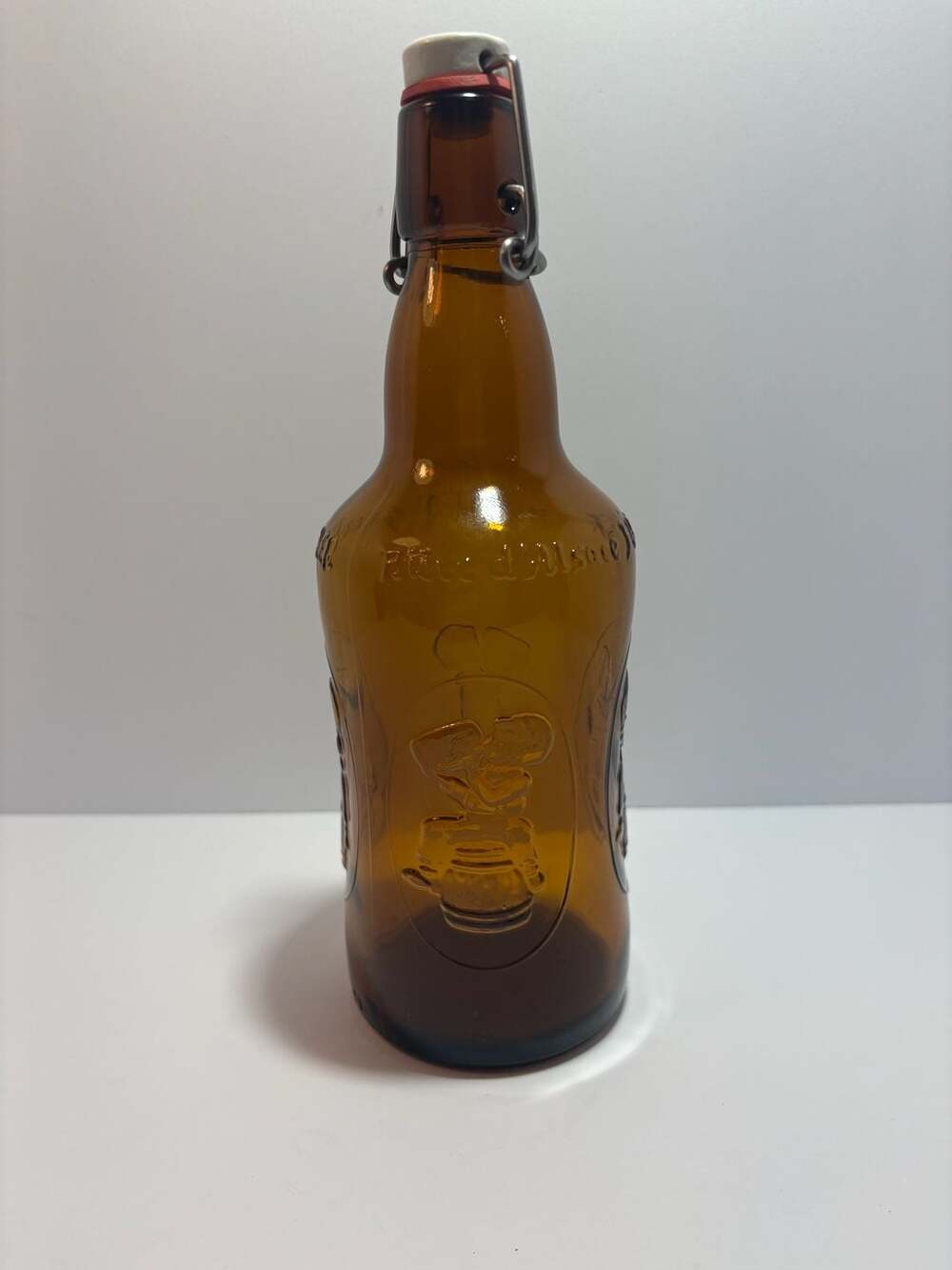 Vintage Fischer Biere d'Alsace Amber Glass Swing Top Beer Bottle